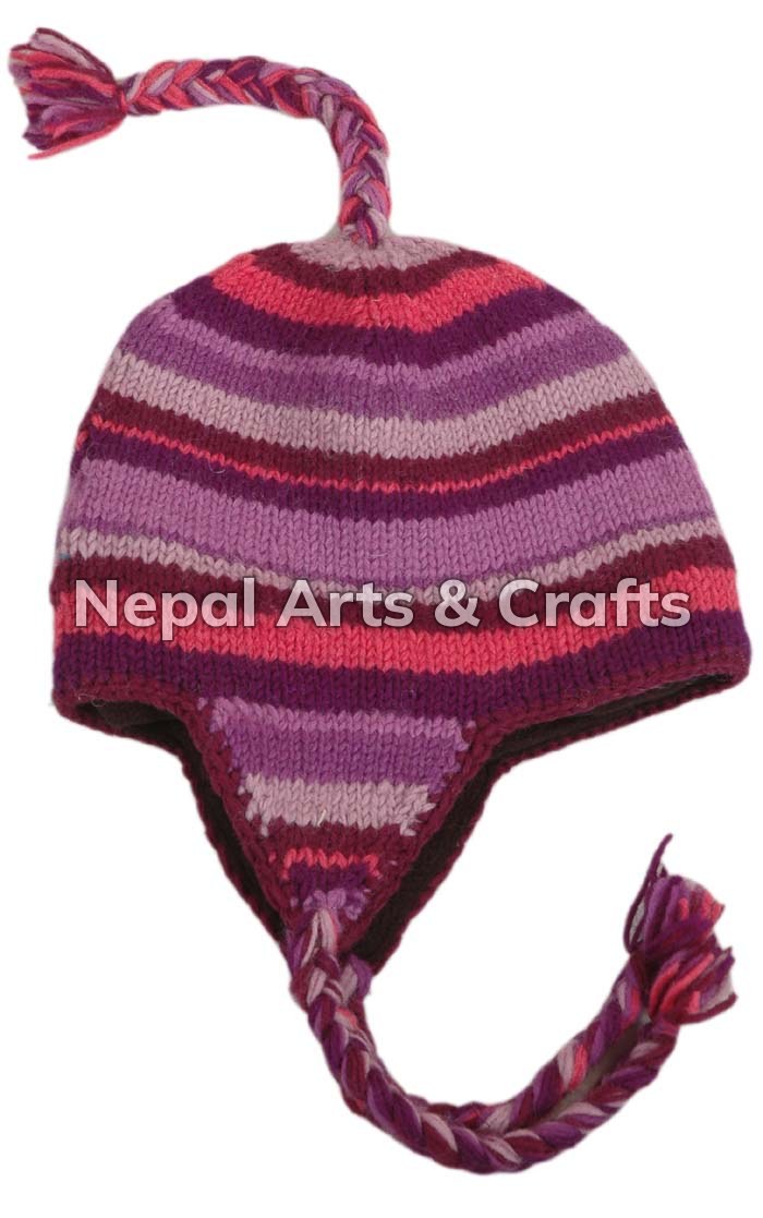 stripe colorful earflap woolen hat