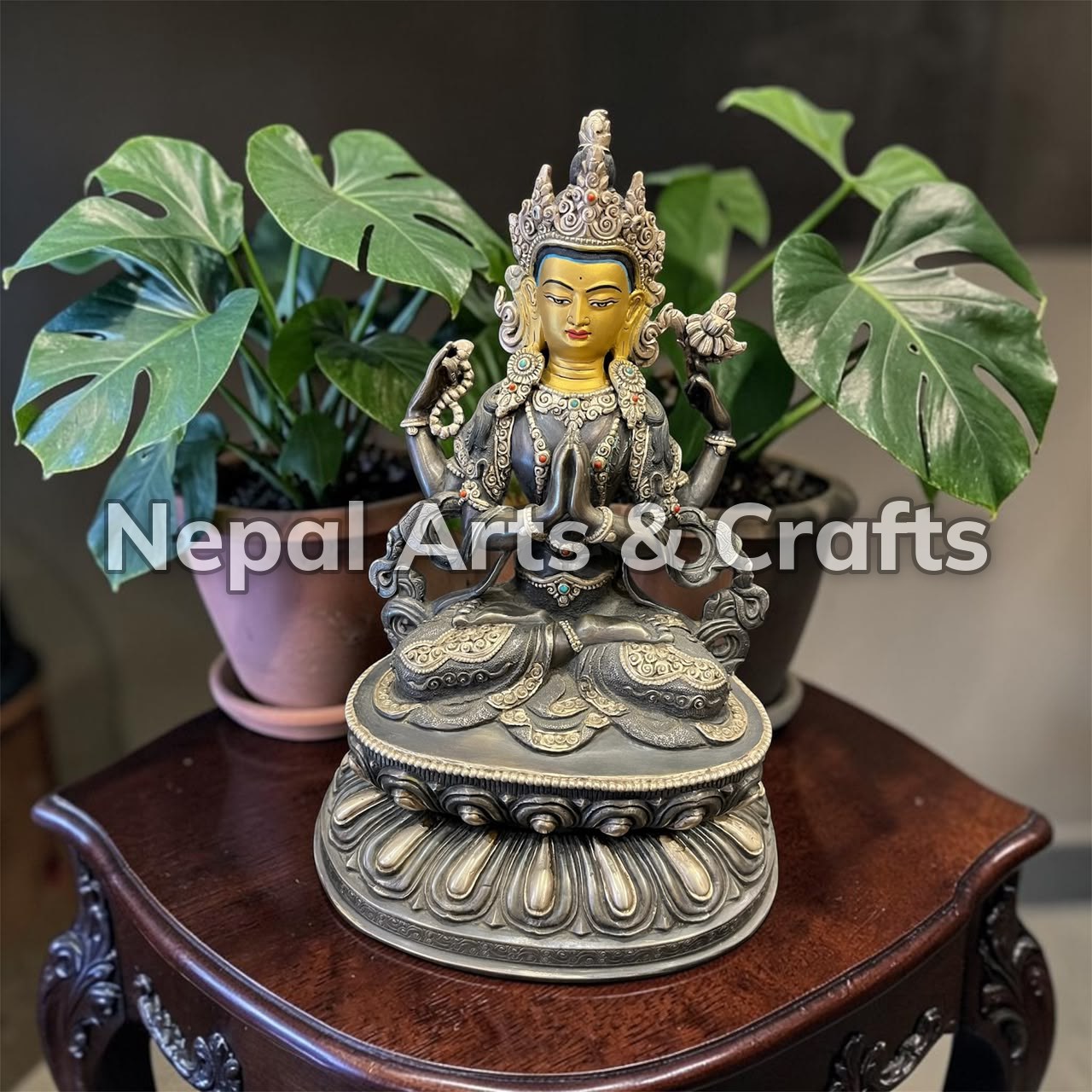 Copper Silver Chenrezig Statue